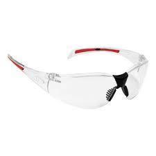 Stealth™ 8000 Safety Specs - Clear K&N Anti-scratch/Anti-mist Lenses - Clear / Red Frames